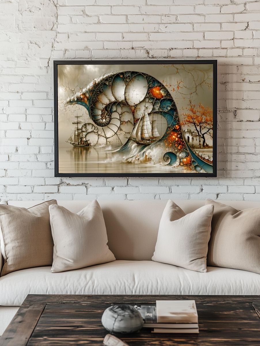 Surreal Nautical Dreamscape Print. room preview