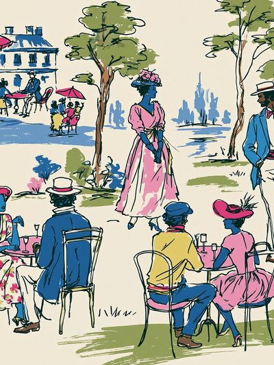 Parisian Garden Café Illustration Poster. poster
