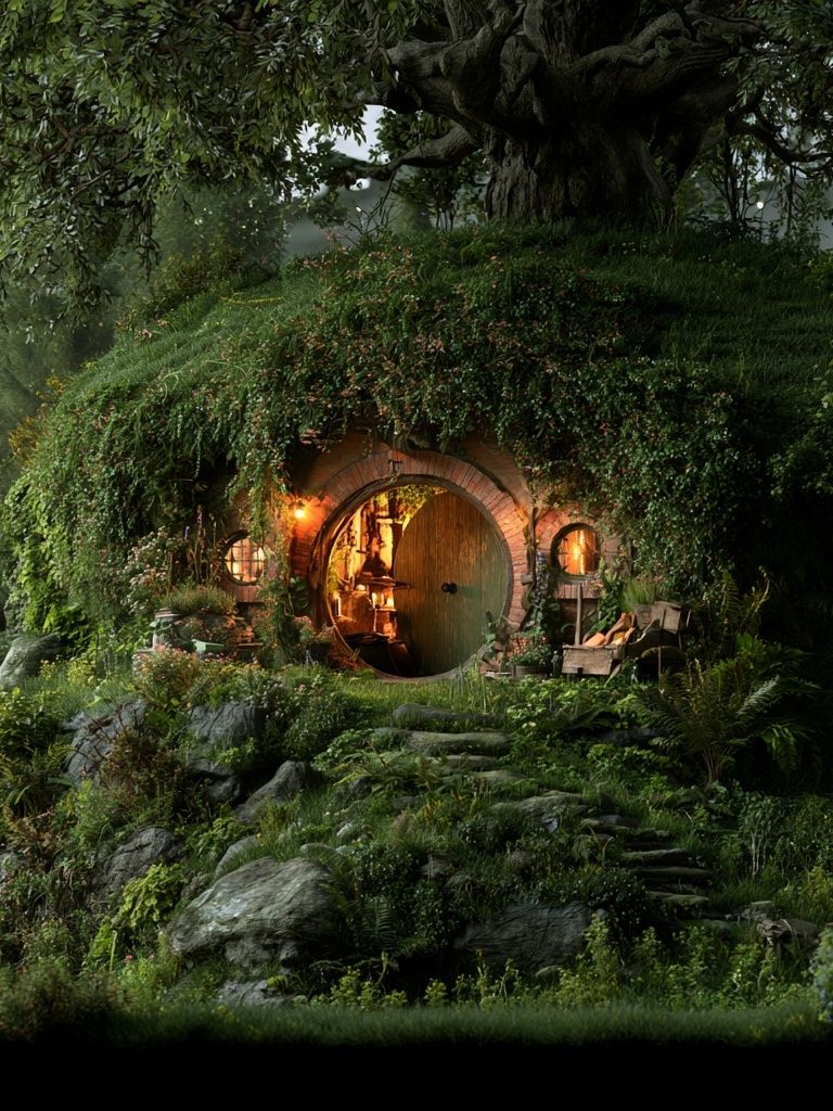 Hobbit Hill Cottage Illustration Print. poster detail