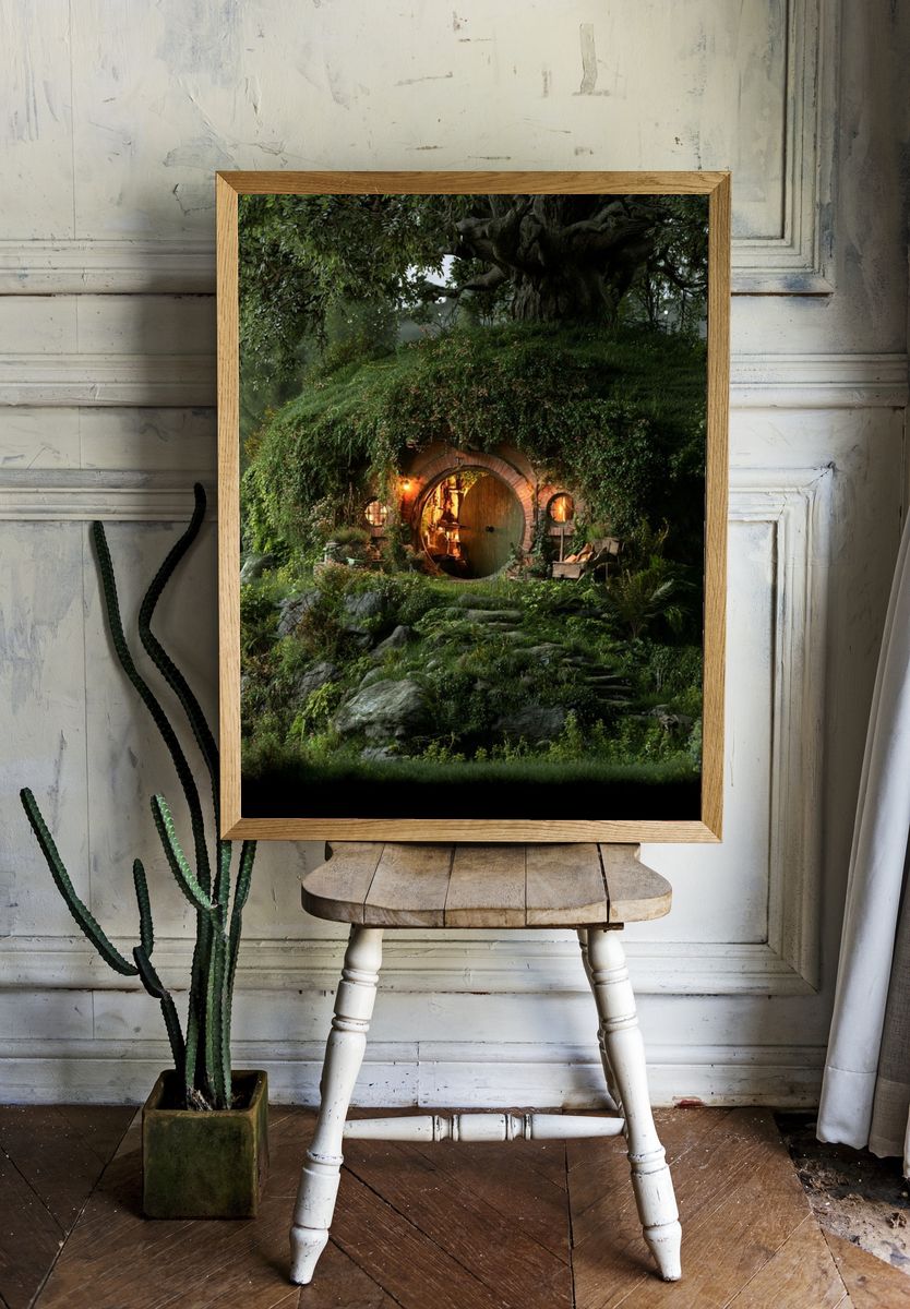 Hobbit Hill Cottage Illustration Print. room preview