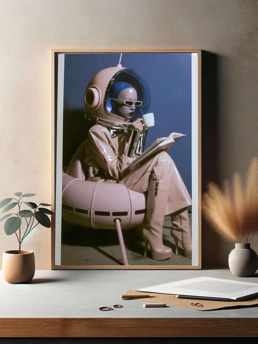 Retro Astronaut Reader Print. — room view 2