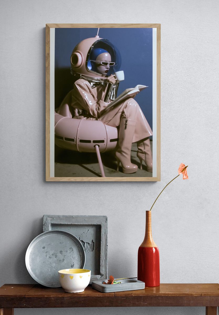 Retro Astronaut Reader Print. — room view 3
