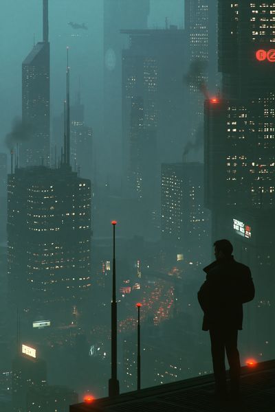Cyberpunk City Silhouette Poster. poster
