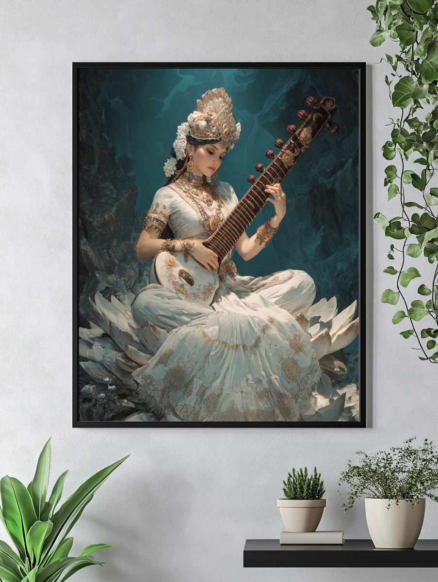 Classical Sitar Portrait Print. — room view 4