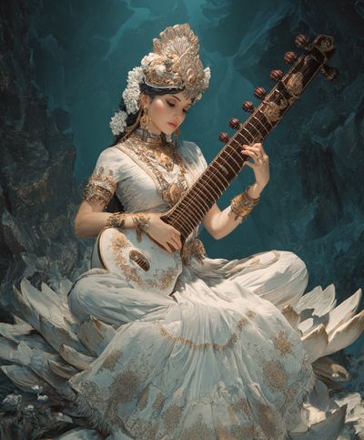 Classical Sitar Portrait Print. poster print