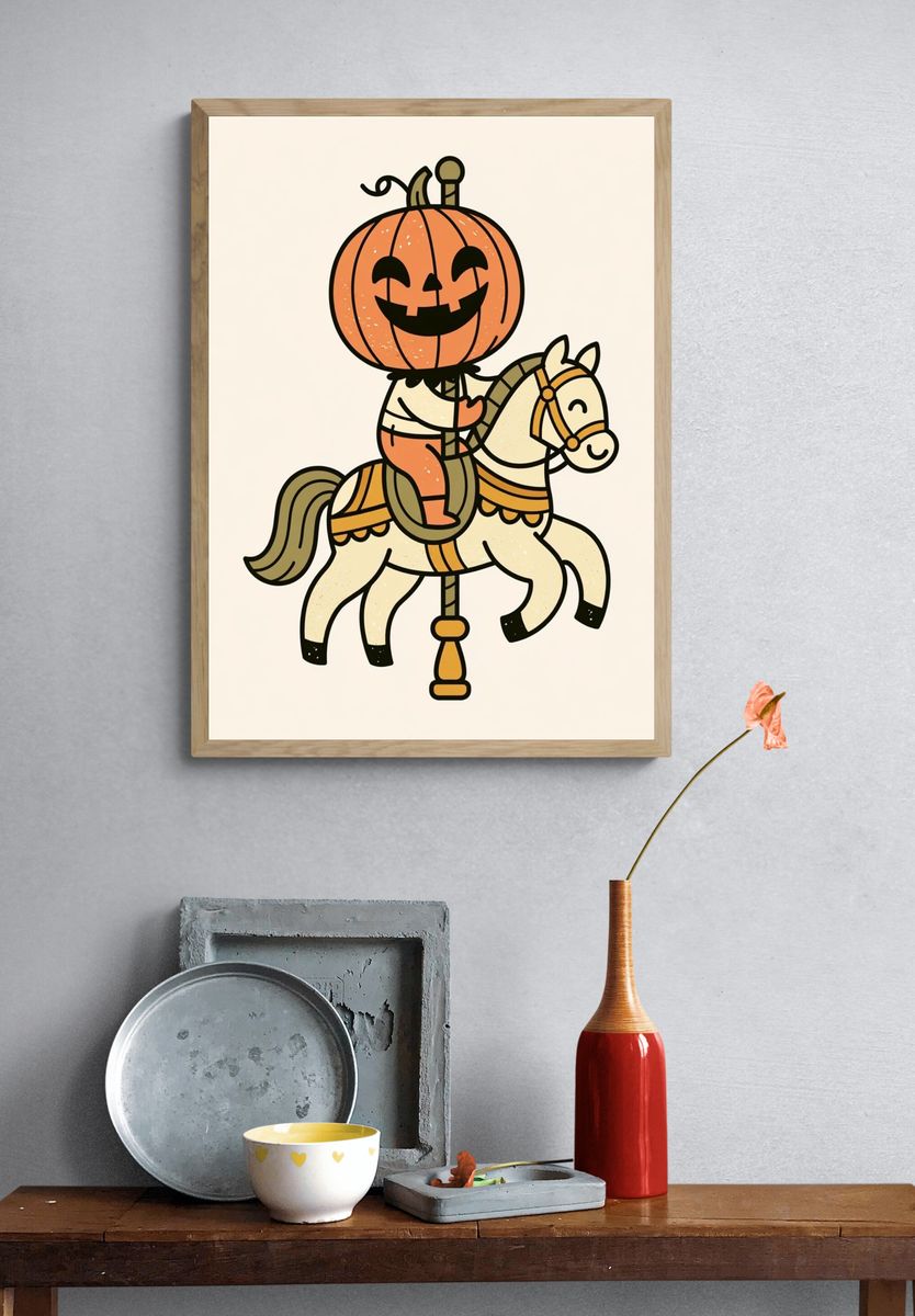 Pumpkin Carousel Horse Poster. — room view 3