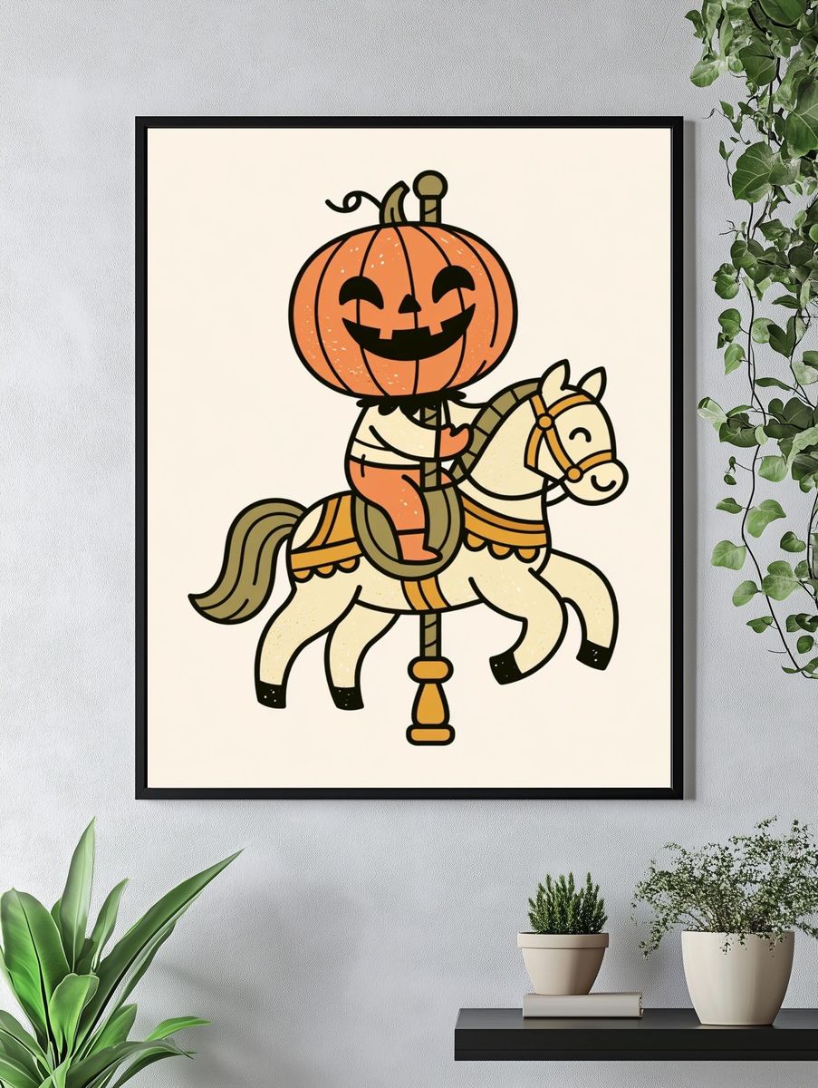 Pumpkin Carousel Horse Poster. — room view 4