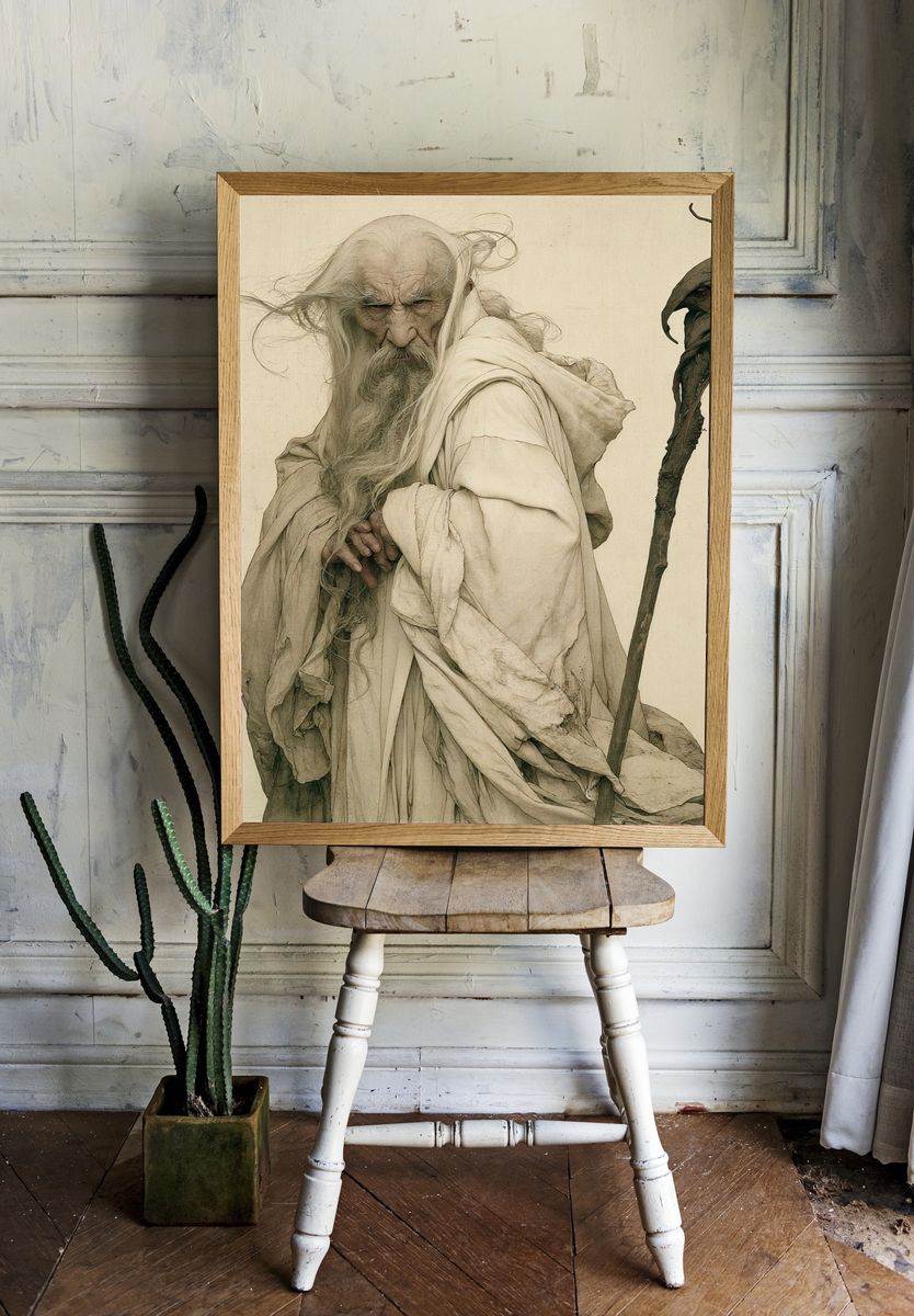 Ancient Sage Portrait Print. room preview