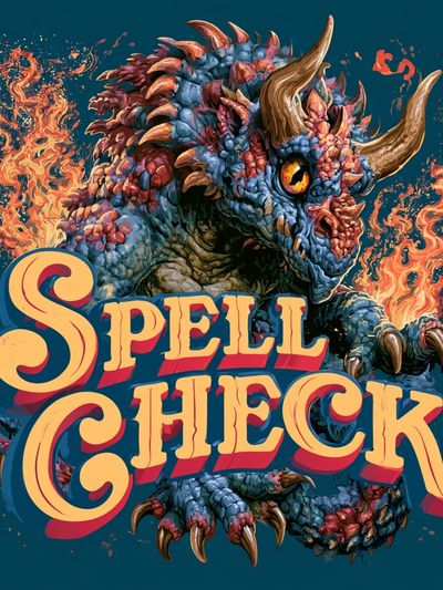 Spell Check Dragon Illustration Poster.