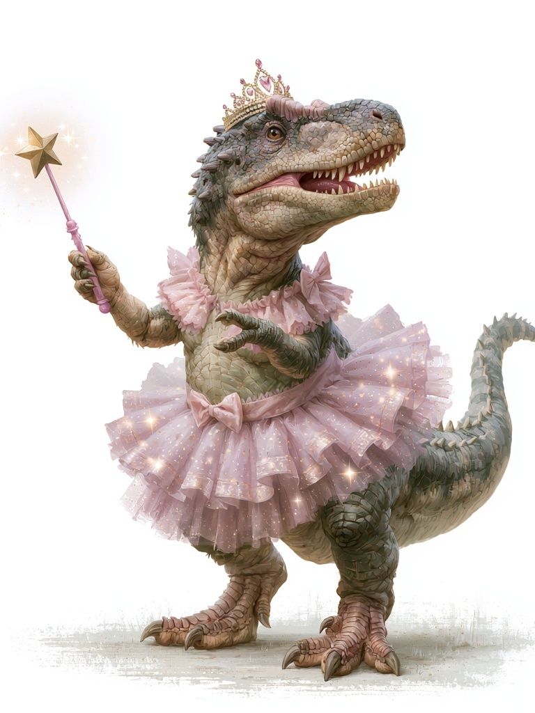 Princess Dinosaur Illustration Poster. poster detail