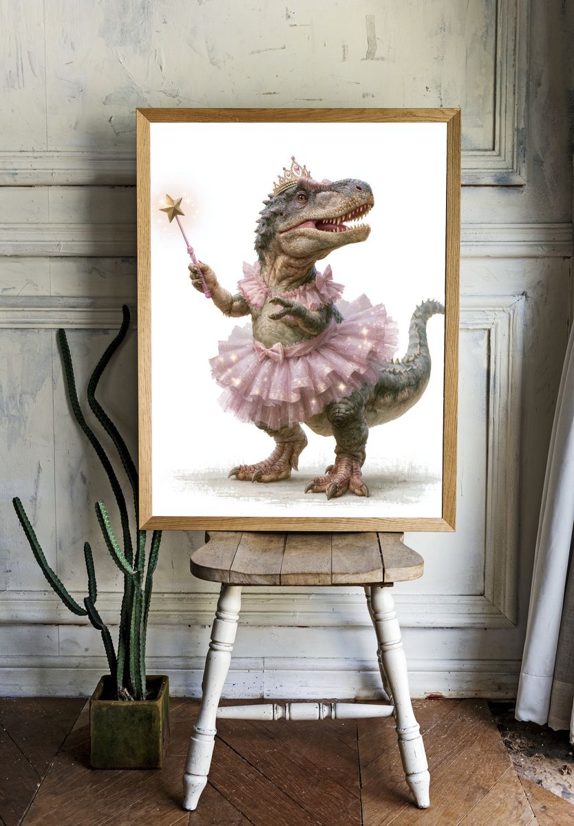 Princess Dinosaur Illustration Poster. room preview