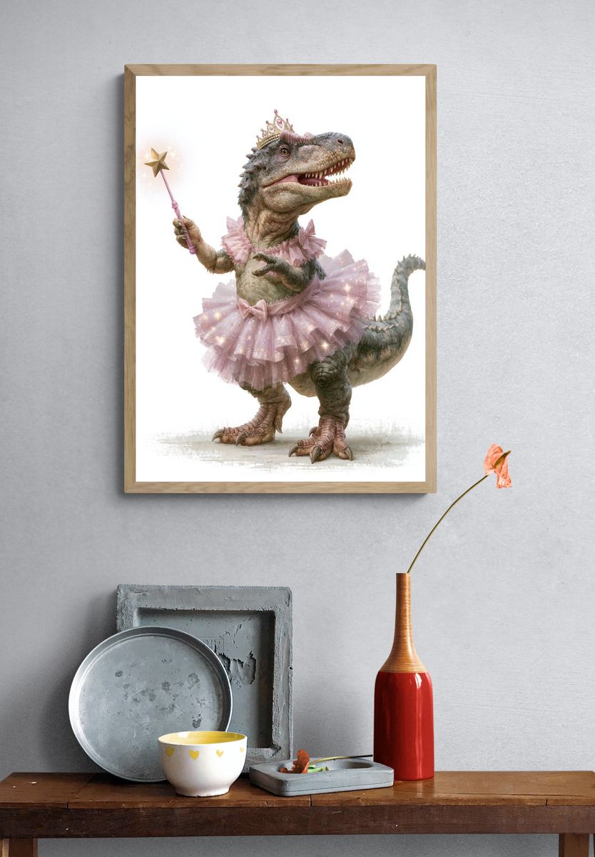 Princess Dinosaur Illustration Poster. — room view 3