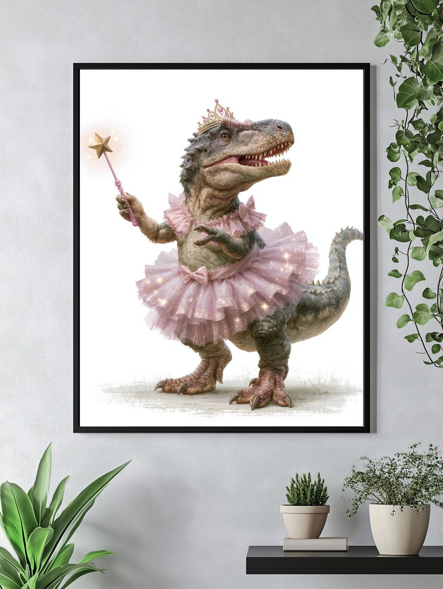 Princess Dinosaur Illustration Poster. — room view 4