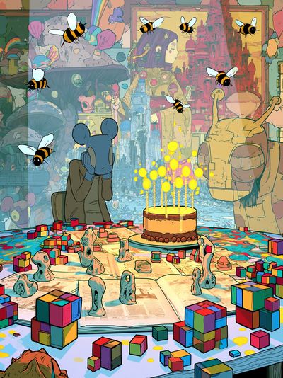 Surreal Bee Dreamscape Poster. poster