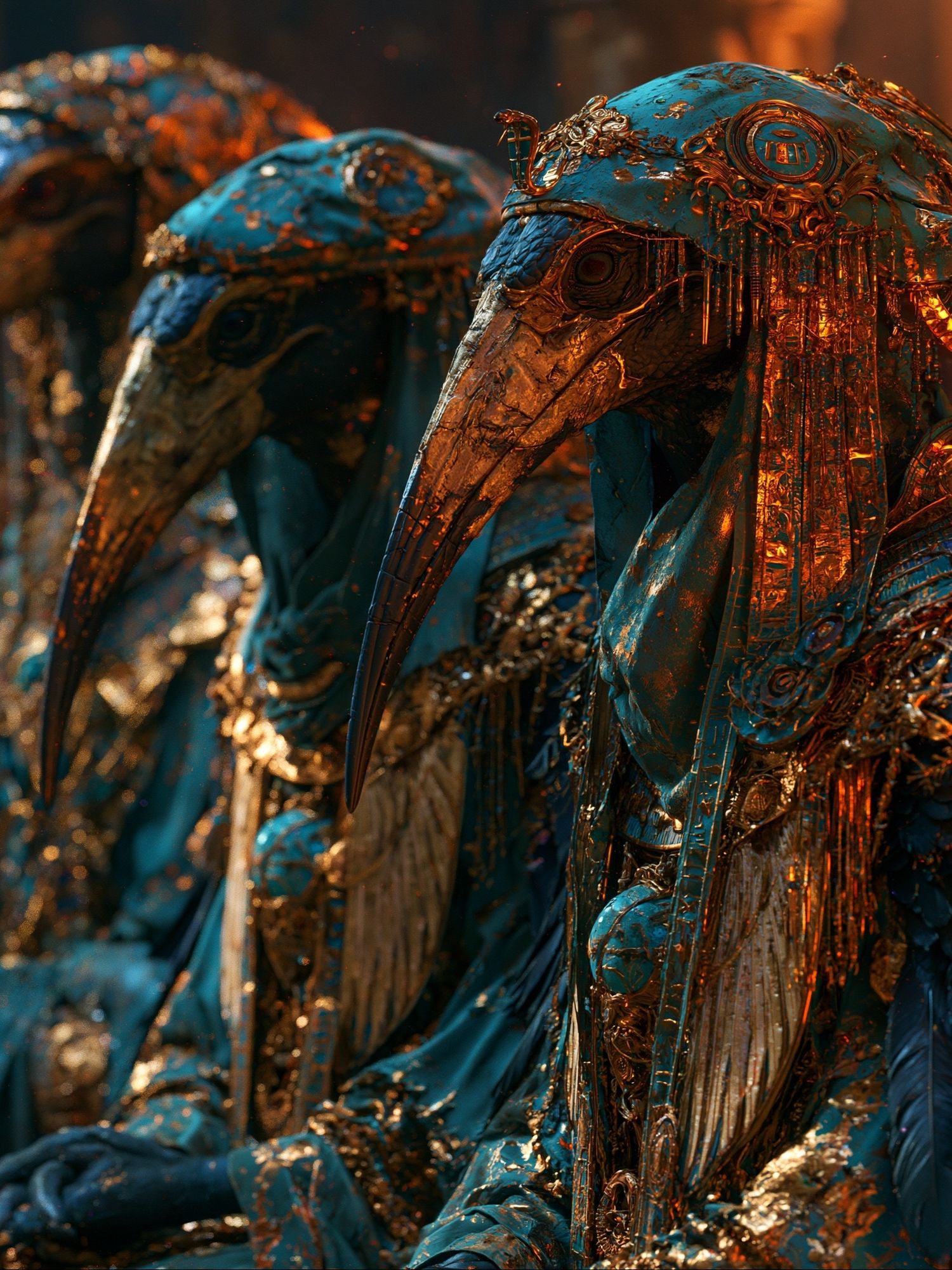 Gilded Bird Masks Illustration Poster. poster — illustration art