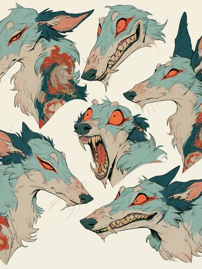 Fox Spirit Heads Illustration Poster. poster