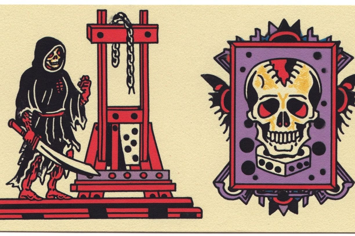 Skull and Guillotine Illustration Poster. poster detail