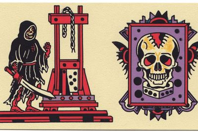 Skull and Guillotine Illustration Poster. poster print