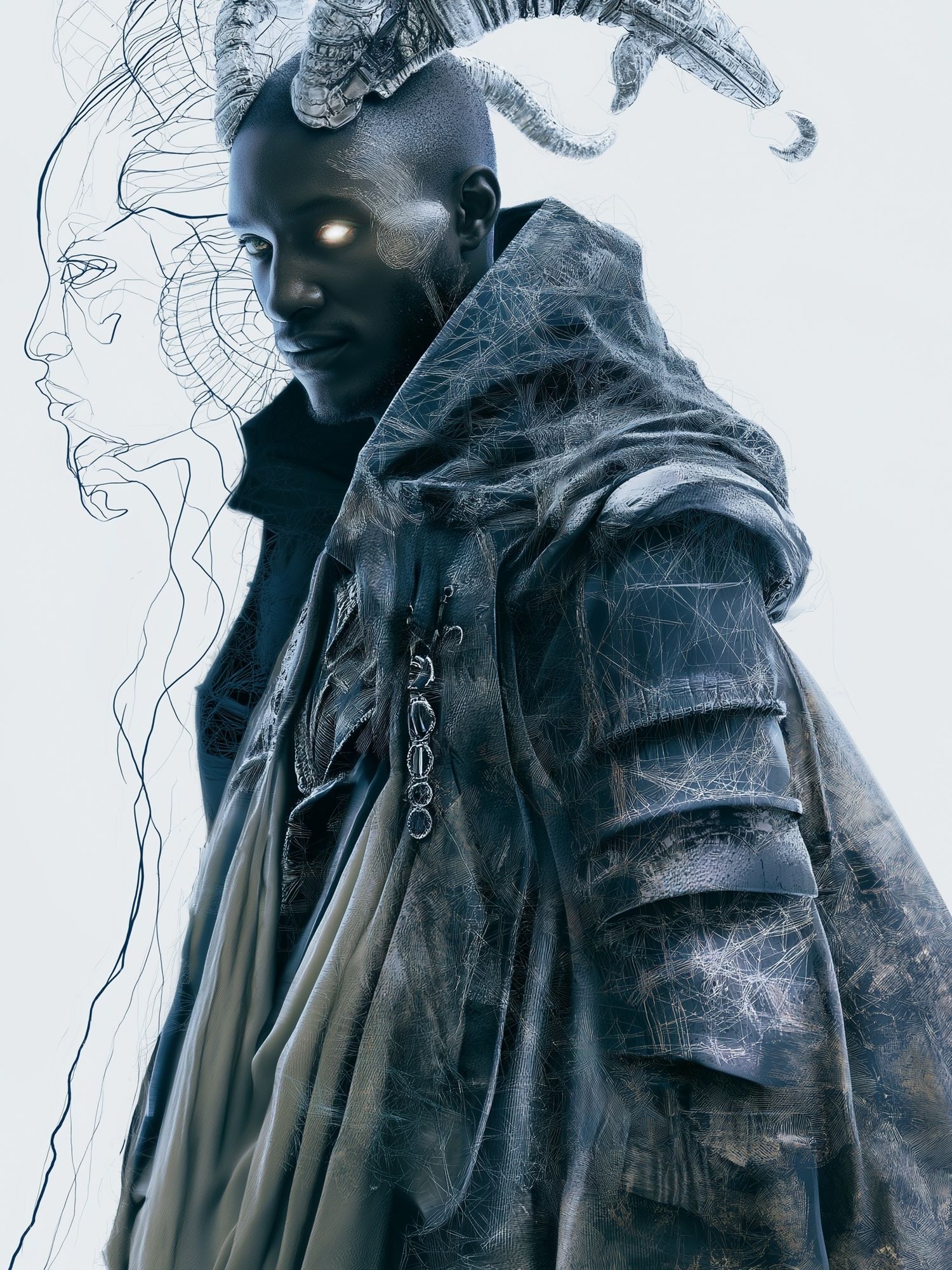 Futuristic Hooded Portrait Print. poster detail