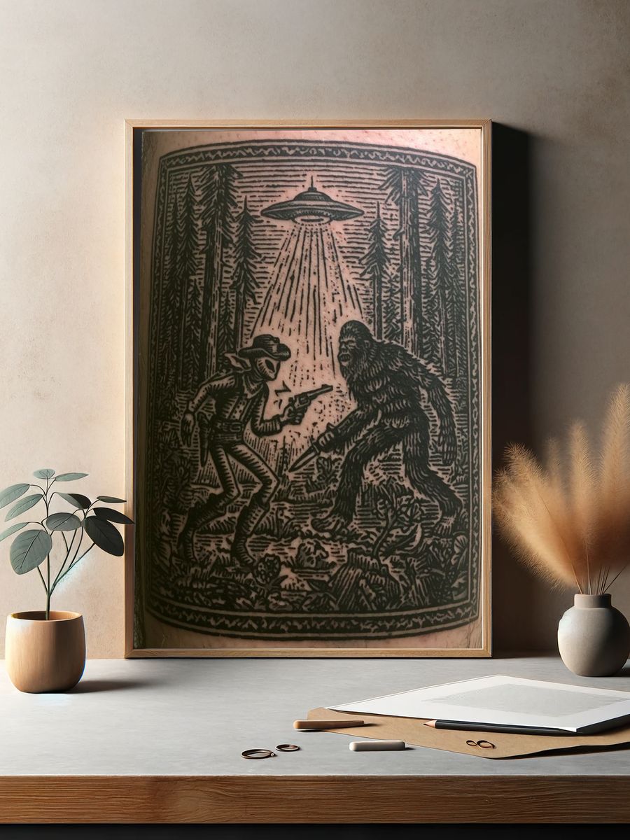 Alien Encounter Ink Poster. — room view 2