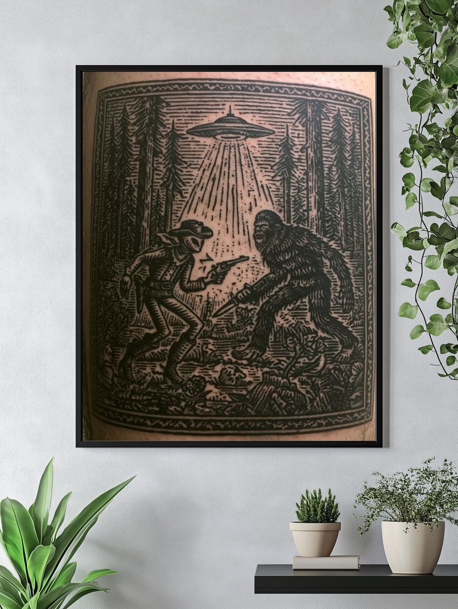 Alien Encounter Ink Poster. — room view 4