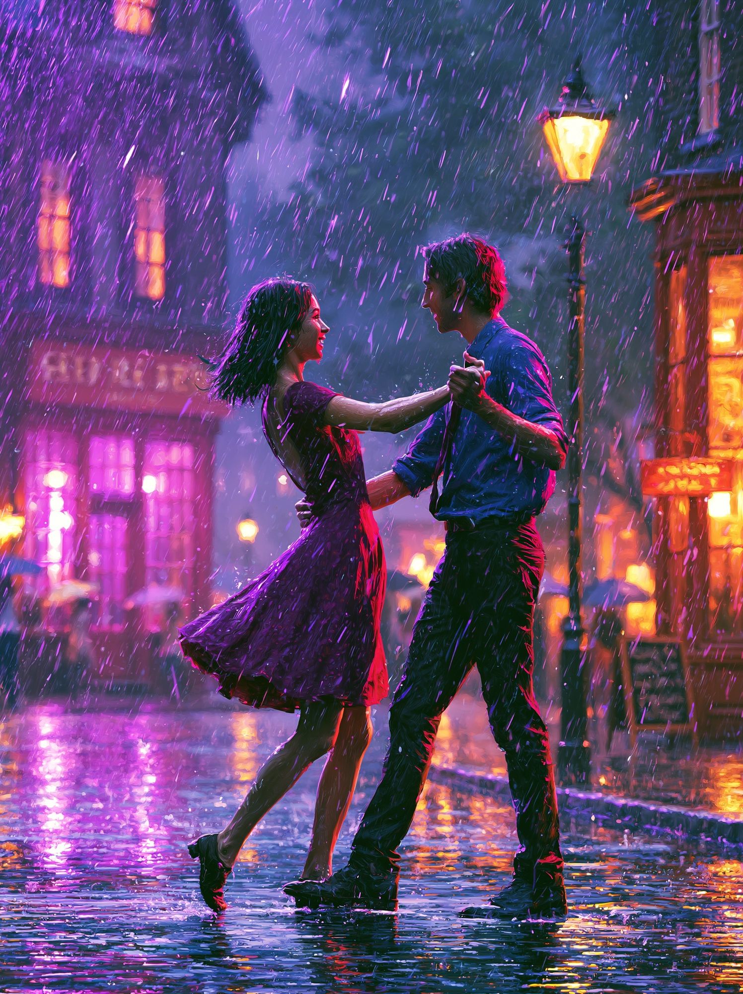 Rainy Dance Romance Illustration Poster. poster — illustration art