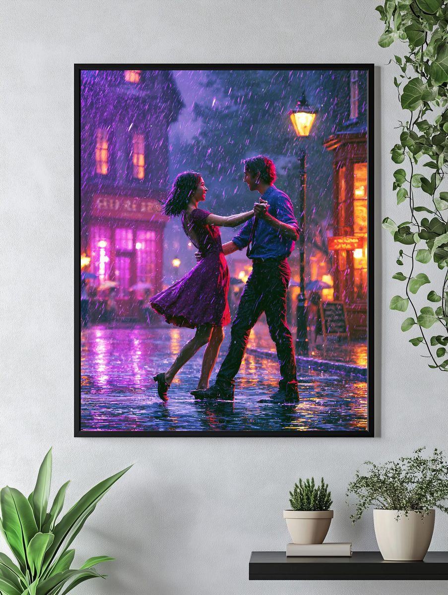 Rainy Dance Romance Illustration Poster. — room view 4