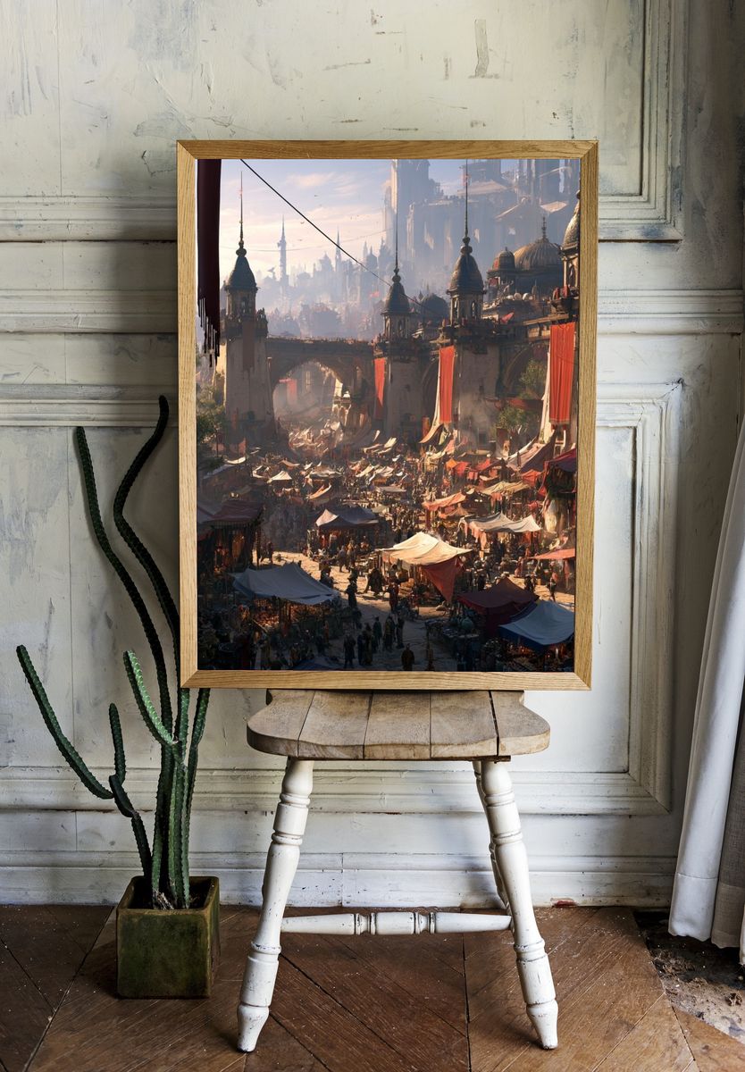 Fantasy Market Cityscape Poster. room preview