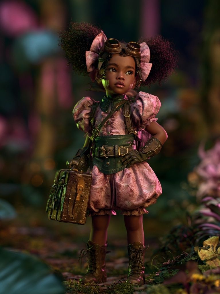 Steampunk Girl in the Forest Poster. poster detail
