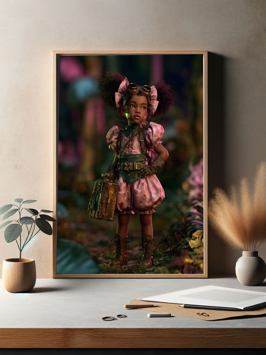 Steampunk Girl in the Forest Poster. — room view 2