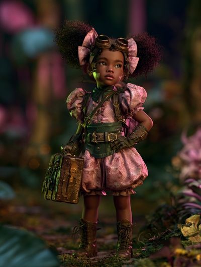 Steampunk Girl in the Forest Poster. poster