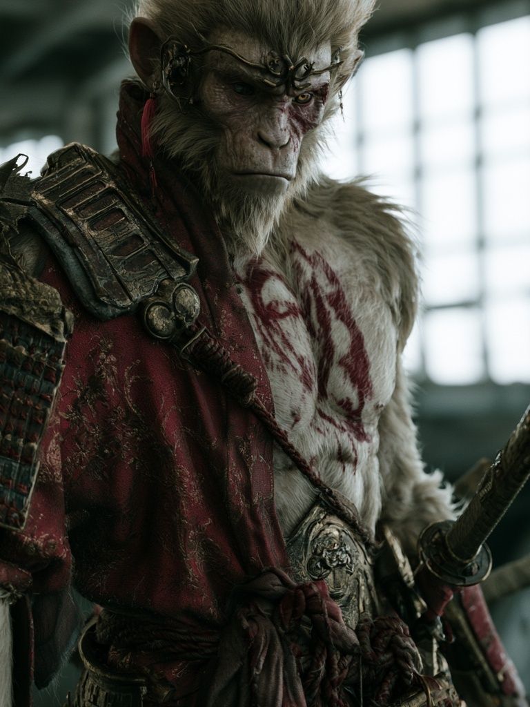 Monkey Warrior Portrait Print. poster detail