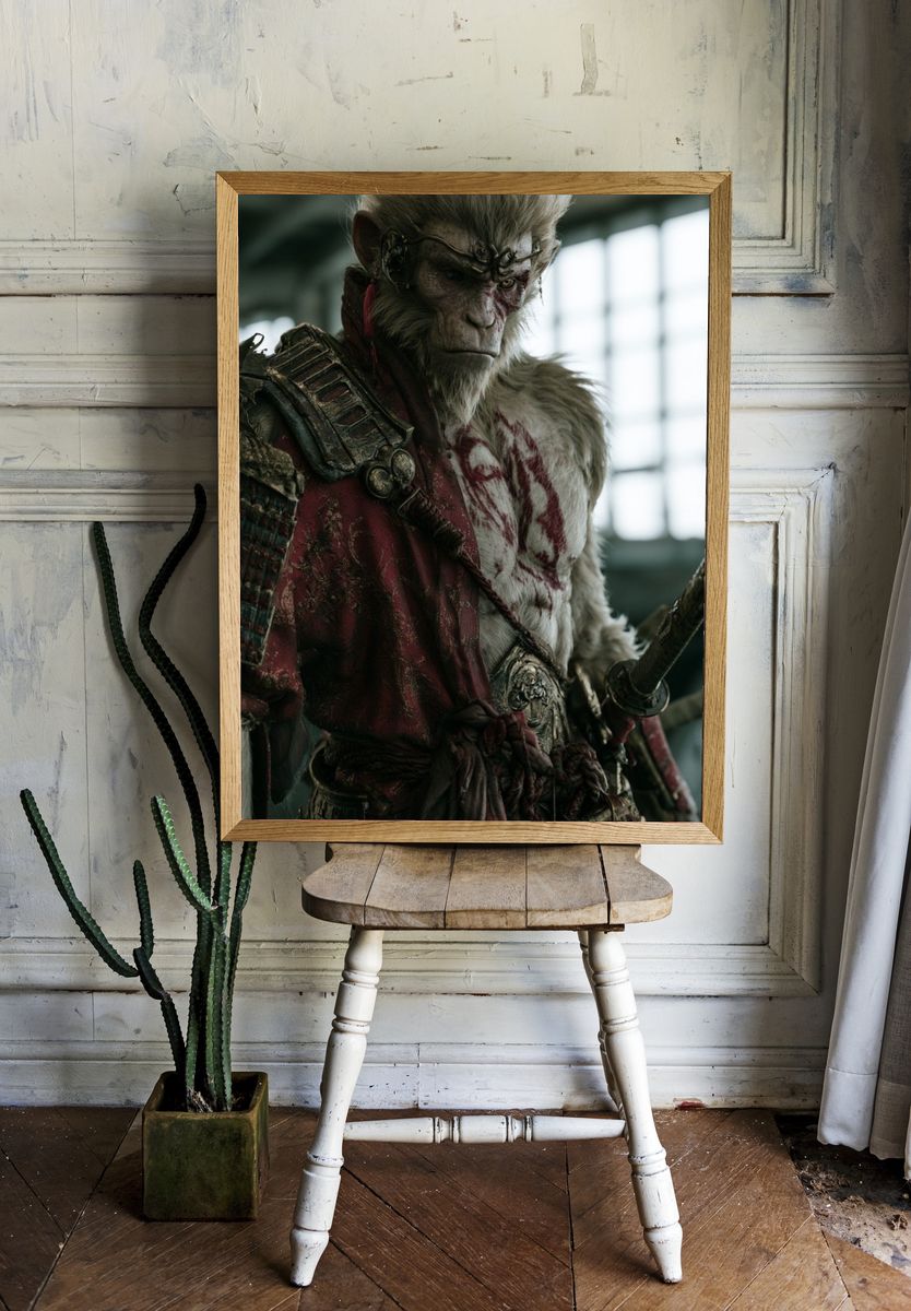 Monkey Warrior Portrait Print. — room view 1