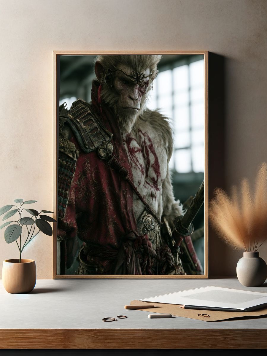 Monkey Warrior Portrait Print. — room view 2