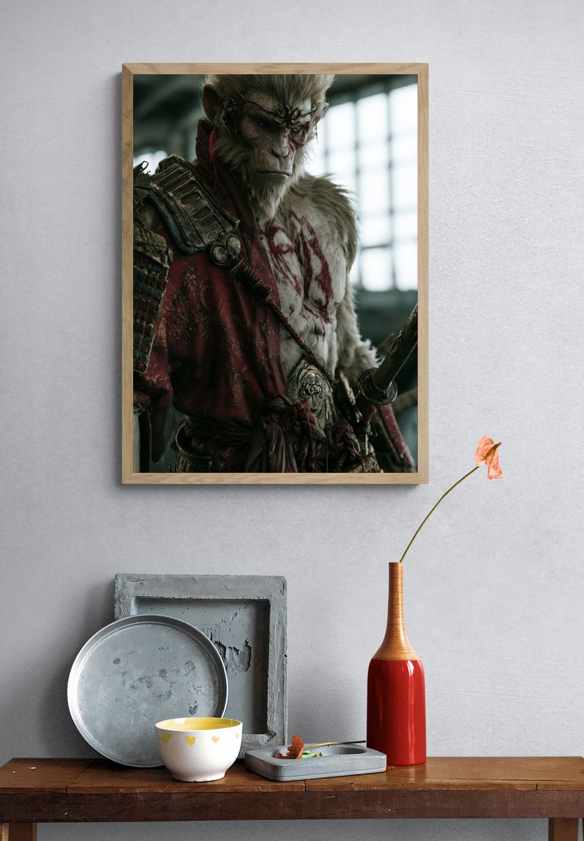 Monkey Warrior Portrait Print. — room view 3