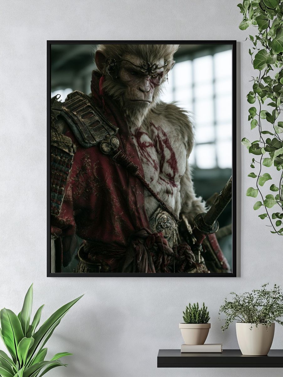 Monkey Warrior Portrait Print. — room view 4