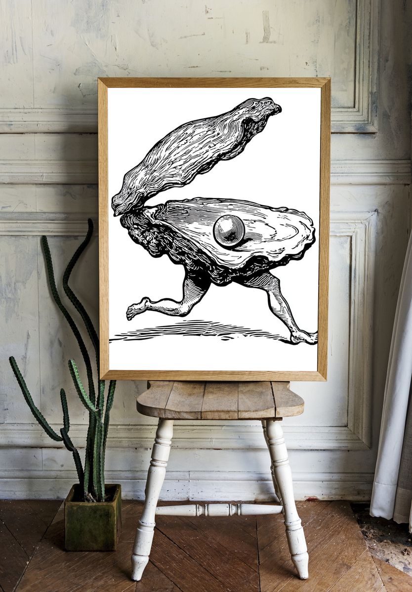 Surreal Oyster Runner Print. room preview