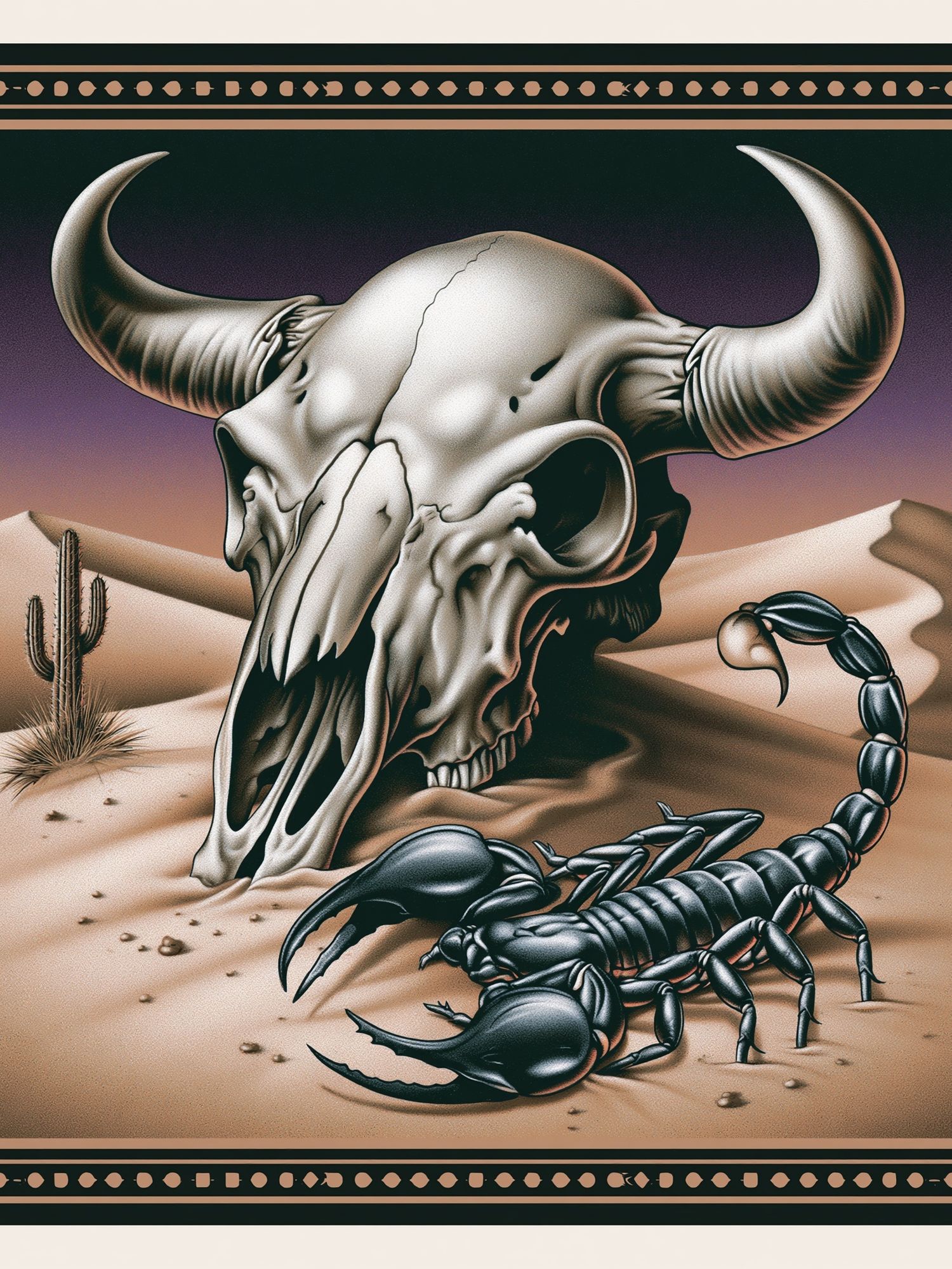 Desert Skull and Scorpion Illustration Poster. poster detail