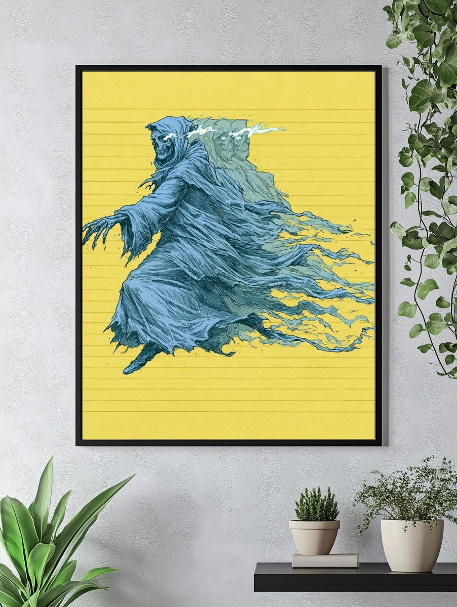 Ghostly Reaper Illustration Poster. — room view 4