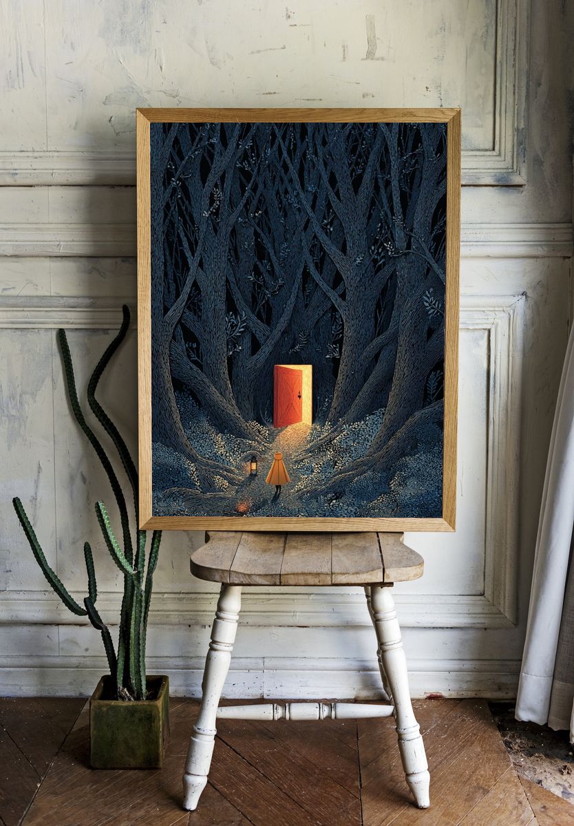 Enchanted Forest Door Illustration Poster. — room view 1