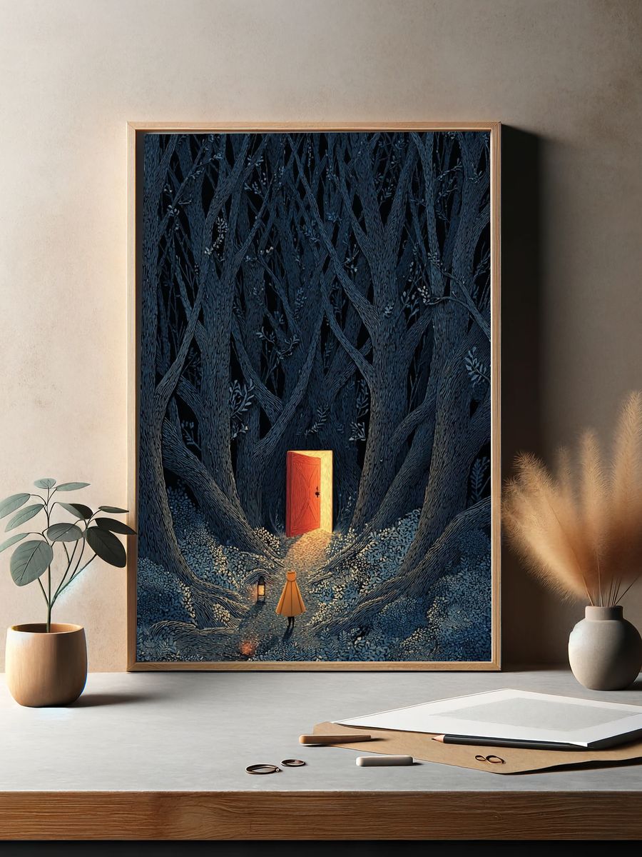 Enchanted Forest Door Illustration Poster. — room view 2