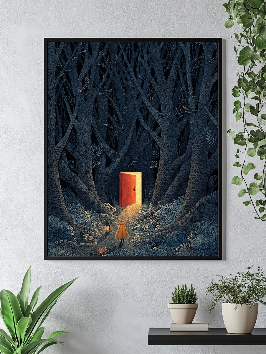 Enchanted Forest Door Illustration Poster. — room view 4