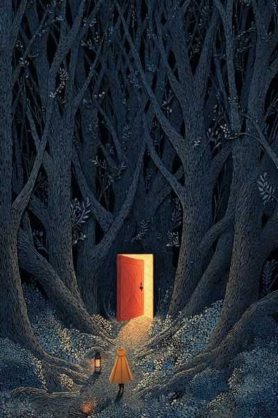 Enchanted Forest Door Illustration Poster. poster