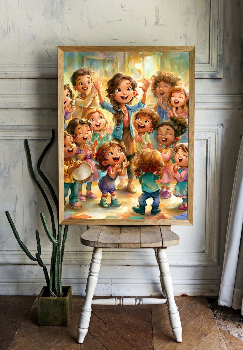 Joyful Children Celebration Illustration Poster. room preview