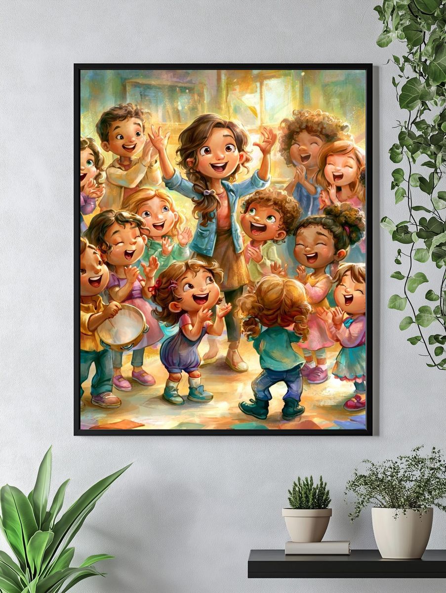 Joyful Children Celebration Illustration Poster. — room view 4