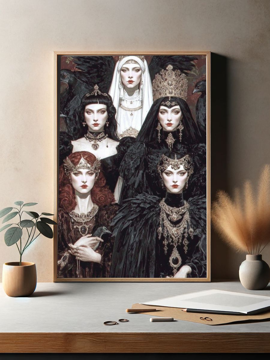 Gothic Queens Illustration Poster. — room view 2