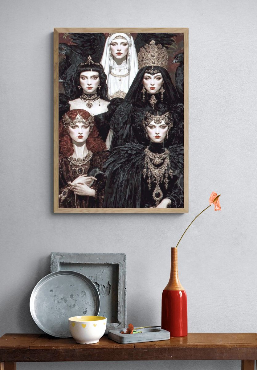 Gothic Queens Illustration Poster. — room view 3