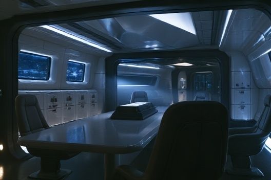 Futuristic Space Cabin Interior Poster. poster — illustration art