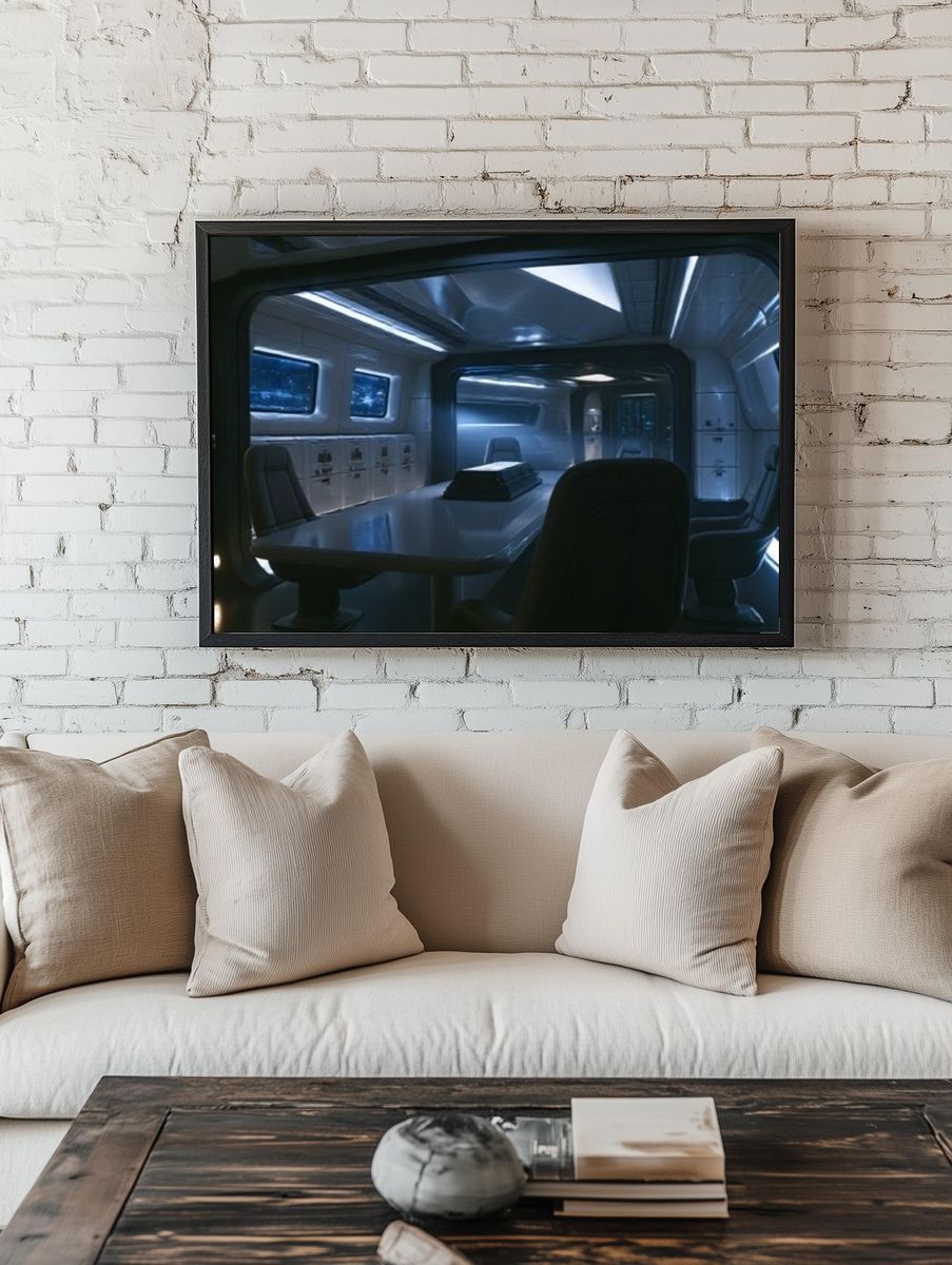 Futuristic Space Cabin Interior Poster. — room view 1