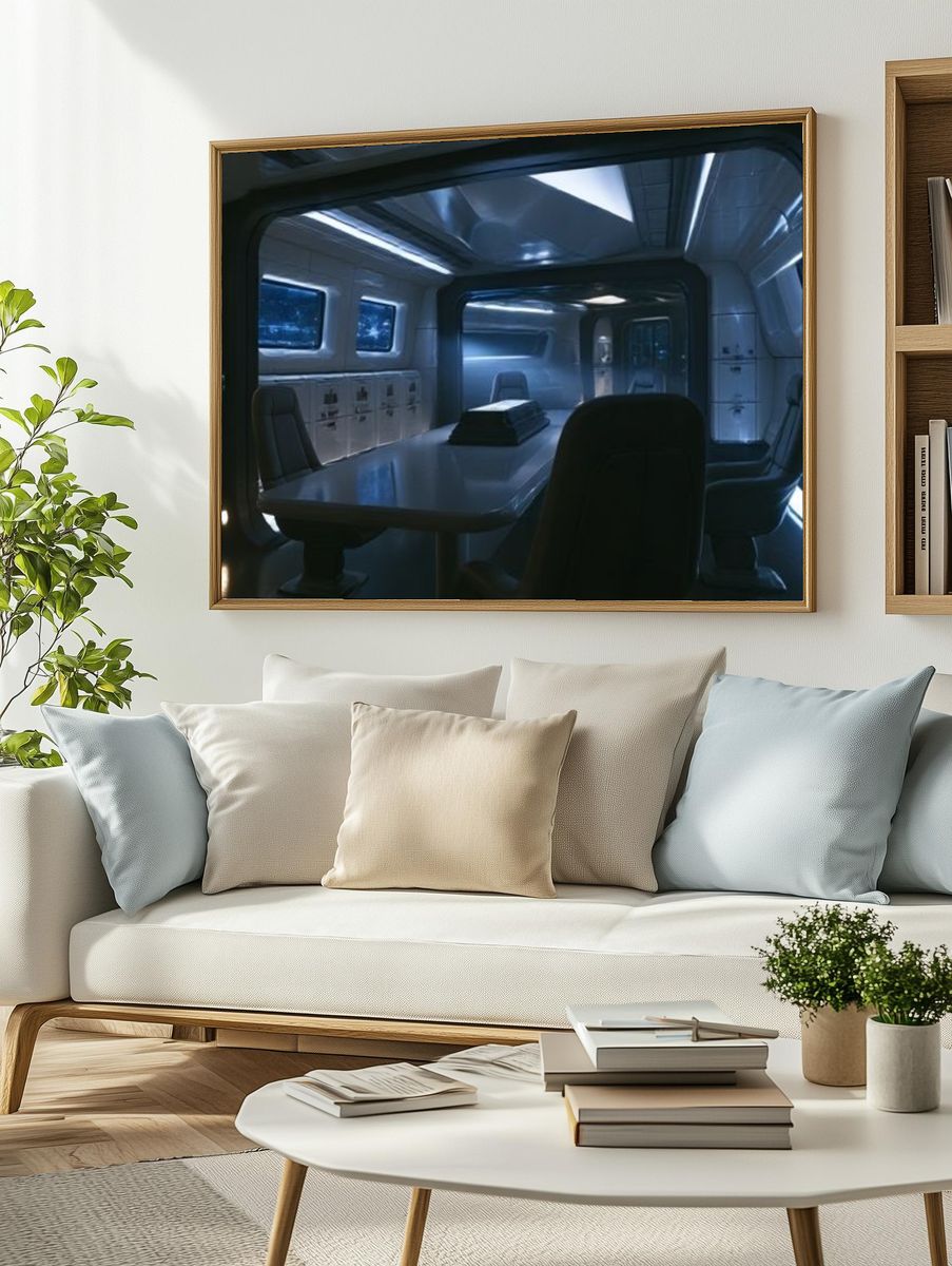 Futuristic Space Cabin Interior Poster. — room view 2